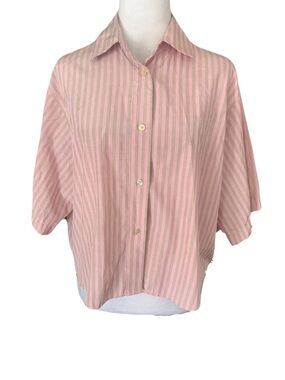 Forte Forte II/Medium Lilac Pink/Beige Stripes Boxy Oversized Button Top Luxury